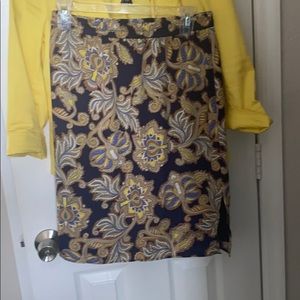 Loft Navy paisley/floral skirt. Size 10